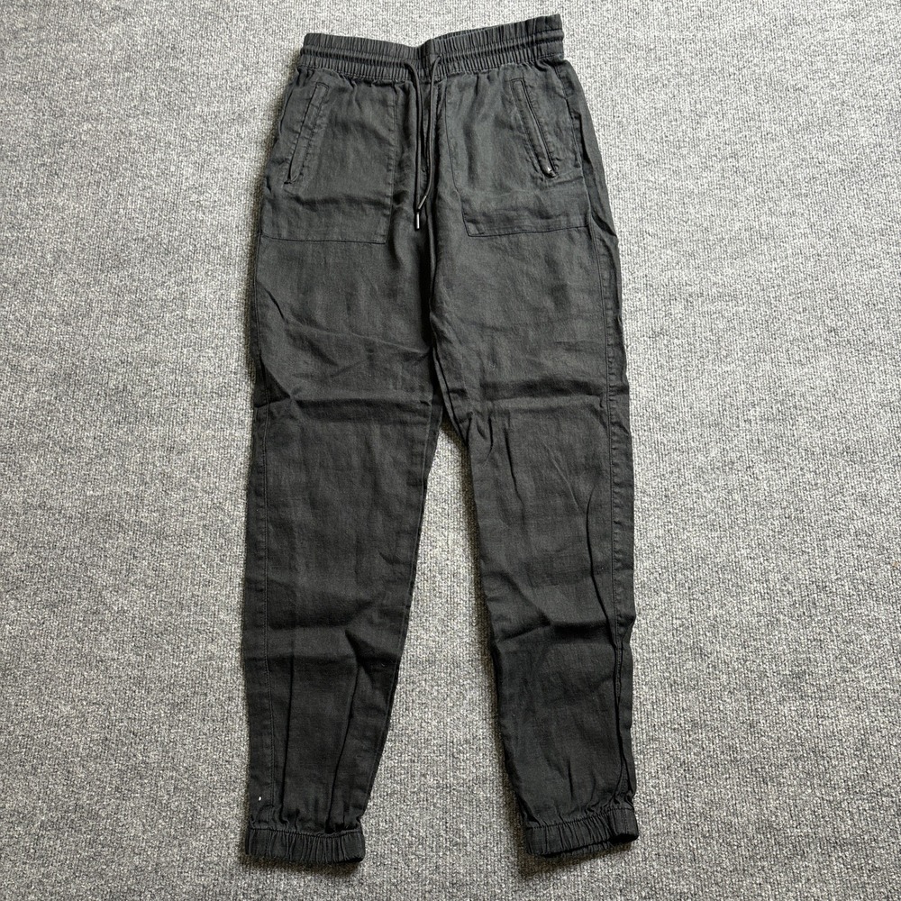 ATHLETA Retreat Linen High Rise Jogger Women's Size XS X-Small Black Summer Luxe